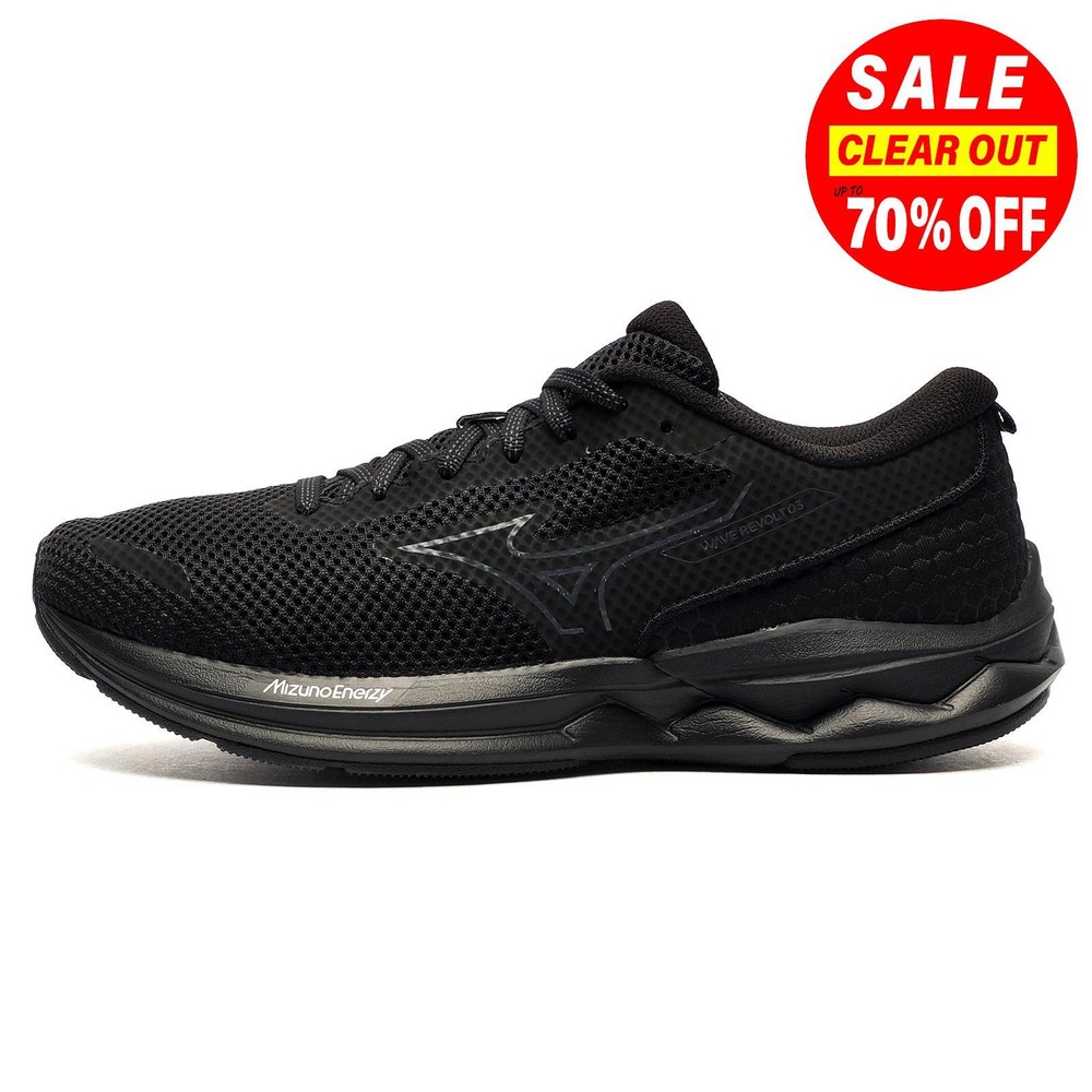 Mizuno Wave Revolt 3 Mens Running Shoes Gym Fitness Workout Trainers Black