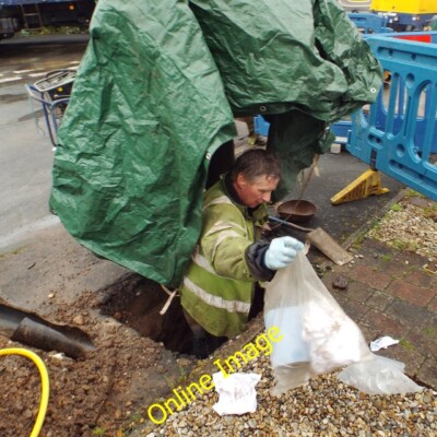 Foto 6x4 Getting ready to connect the new pipes under cover, Mercia Way, c2014