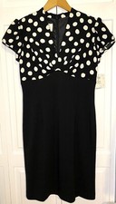 Beautiful Black Dress Sz 6 NWT Suzi Chin for Maggy Boutique White Polka Dots NEW