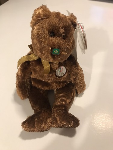 Ty Beanie Baby Champion The Bear BRAZIL  MWMT 2002 FIFA World Cup Korea Japan