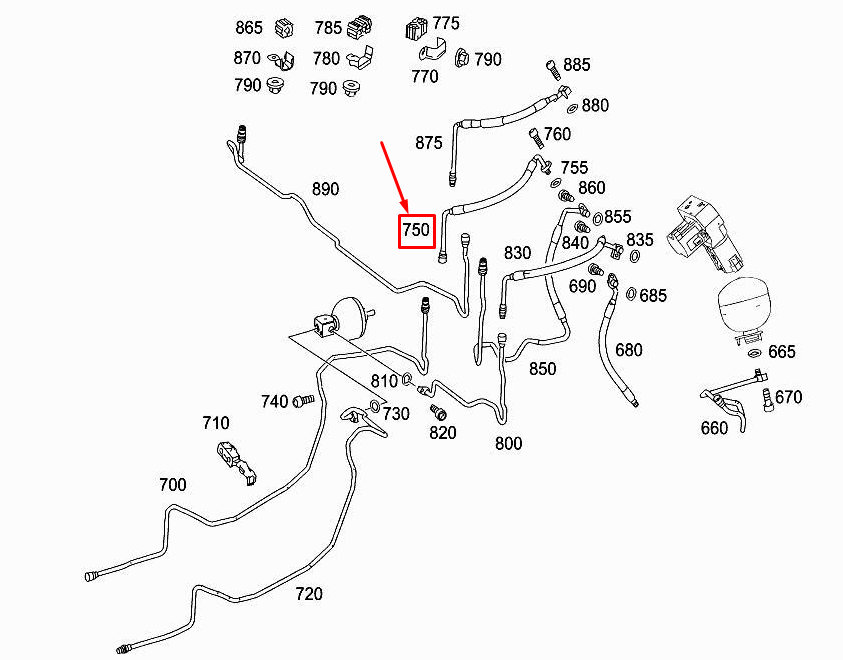 MERCEDES-BENZ S W222 High-Pressure Line A2223201254