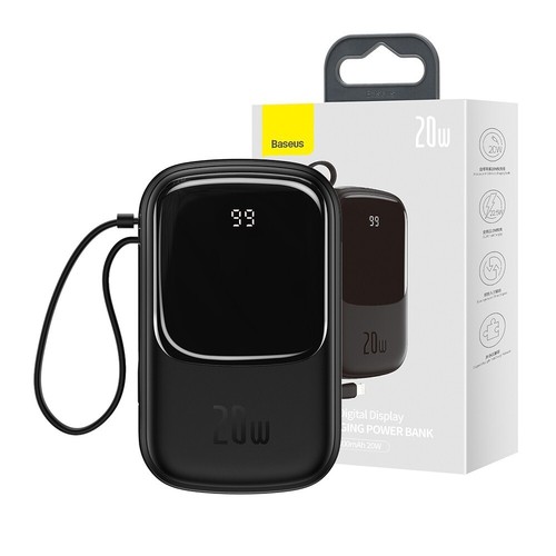 Baseus Qpow Digital Display Power Bank 20000mAh 20W with Lightning Cable - Black - 第 1/4 張圖片