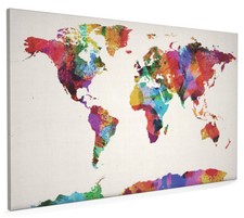 Abstract Map of the World Map Box Canvas and Poster Print (460)