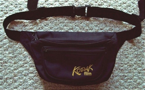 Vintage KODAK FILM Bauchtasche schwarz 3 Abschnitte mit Reißverschluss