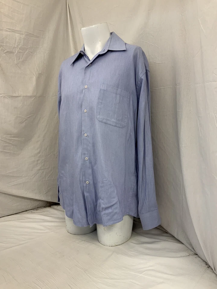 Camisa de Vestir Jhane Barnes 16.5 34 Azul 100% Algodón Manga Larga Botón YGI N2-684 Foto 4 de 4