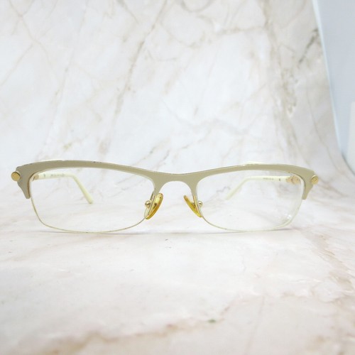Jimmy Choo XF2 Eyeglasses Frame Women's White Beige Half Rim Rectangular 51-16
