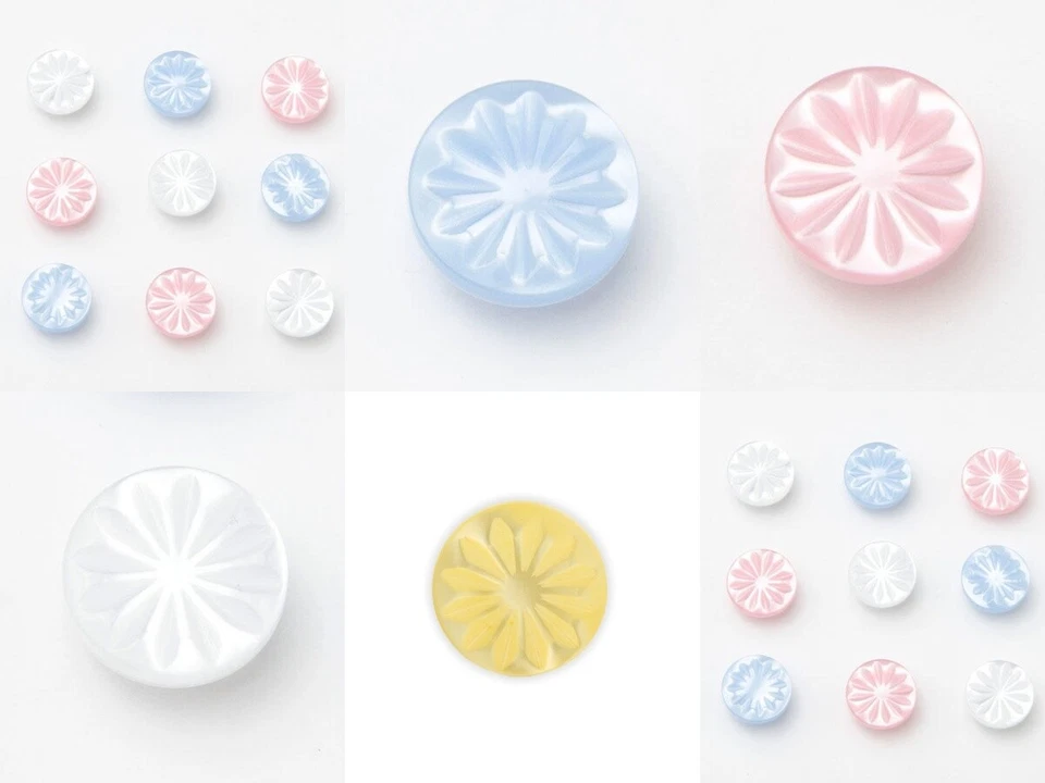 10 x Star Shank Baby Children Buttons White Lemon Pink Blue 3 Size - Image 2 of 4