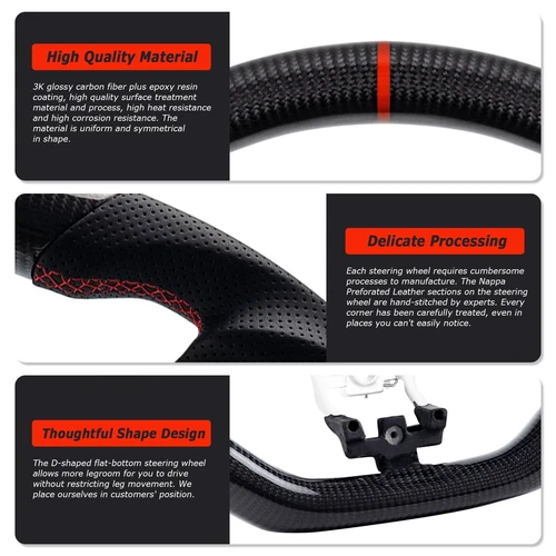 For SUBARU STI WRX S209 2015-2020 Real Carbon Fiber Steering Wheel - Picture 3 of 5