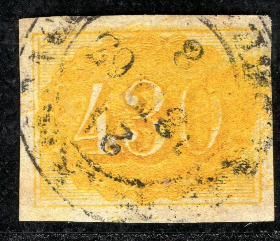 Sello de Brasil Scott.40 430r amarillo (1861) excelente 1863 CDS usado gato $160+NARANJA213 Foto 4 de 4