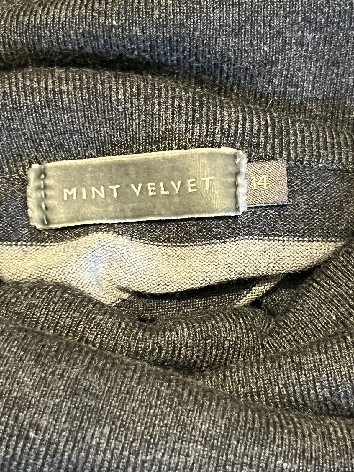 Mint Velvet Jersey Jumper Dress Grey Mix Striped Size 14 Side Zips Below Knee eBay