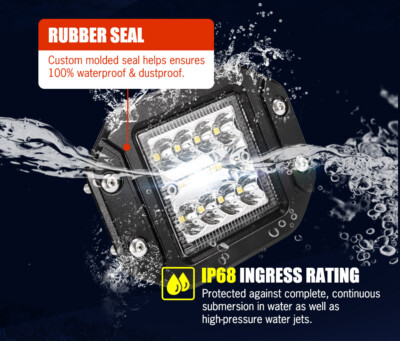 2-Pack 5" Flush Mount LED Pod Lights - 4800LM Spot/Flood Combo, Triple Row