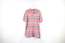 Vtg 90s Ralph Lauren Mens Large Faded Rainbow Striped Collared Golf Polo Shirt