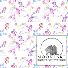 Little Rainbow Unicorns Fabric 100% Cotton 130gsm Poplin