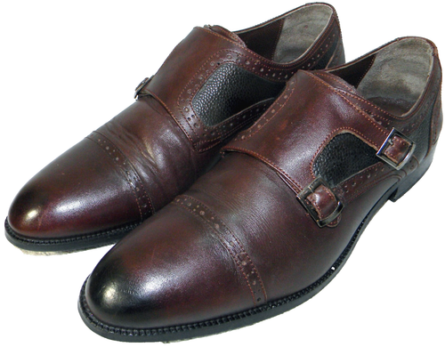 PIERRE LUPO Vintage Herren Budapester, Double Monk-Strap Halbschuhe, Gr. EU 43 / US 9M