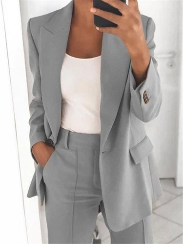 New Womens 2-piece Suit Set Long Sleeve Suit Pants Casual Business Size: S-5XL🔥 - Picture 24 of 39
