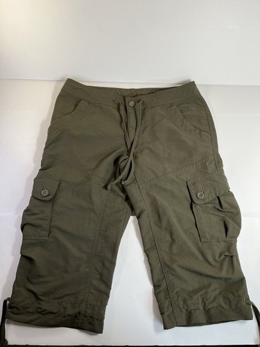 The North Face Womens Sz 8 (32x18) Outdoor Cargo Capri Drwstrng Green Cargo EUC! - Picture 1 of 11