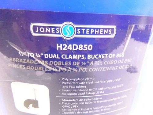 850 Pack Jones Stephens H24D850 1/2" - 3/4" Dual Clamps w/5 Gallon Bucket - Picture 5 of 7