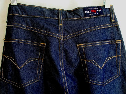 VTG HIGH WAISTED..FLARED..STRETCH..DENIM JEANS..NEW OLD STOCK..USA MADE..sz 7/8 - Picture 2 of 3
