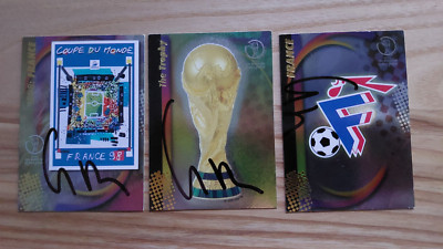 Bixente Lizarazu - signiert - 3 x Card Panini FIFA WM World Cup 2002 France