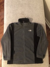 The North Face Boys Full Zip Fleece Jacket Gray Black Size Large