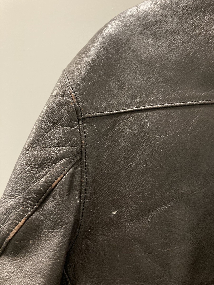 LL BEAN Vintage Sherpa Wool Lined Leather Bomber Jacket A2 LL BEAN Vintage Sherpa Wool Lined Leather Bomber Jacket A2
