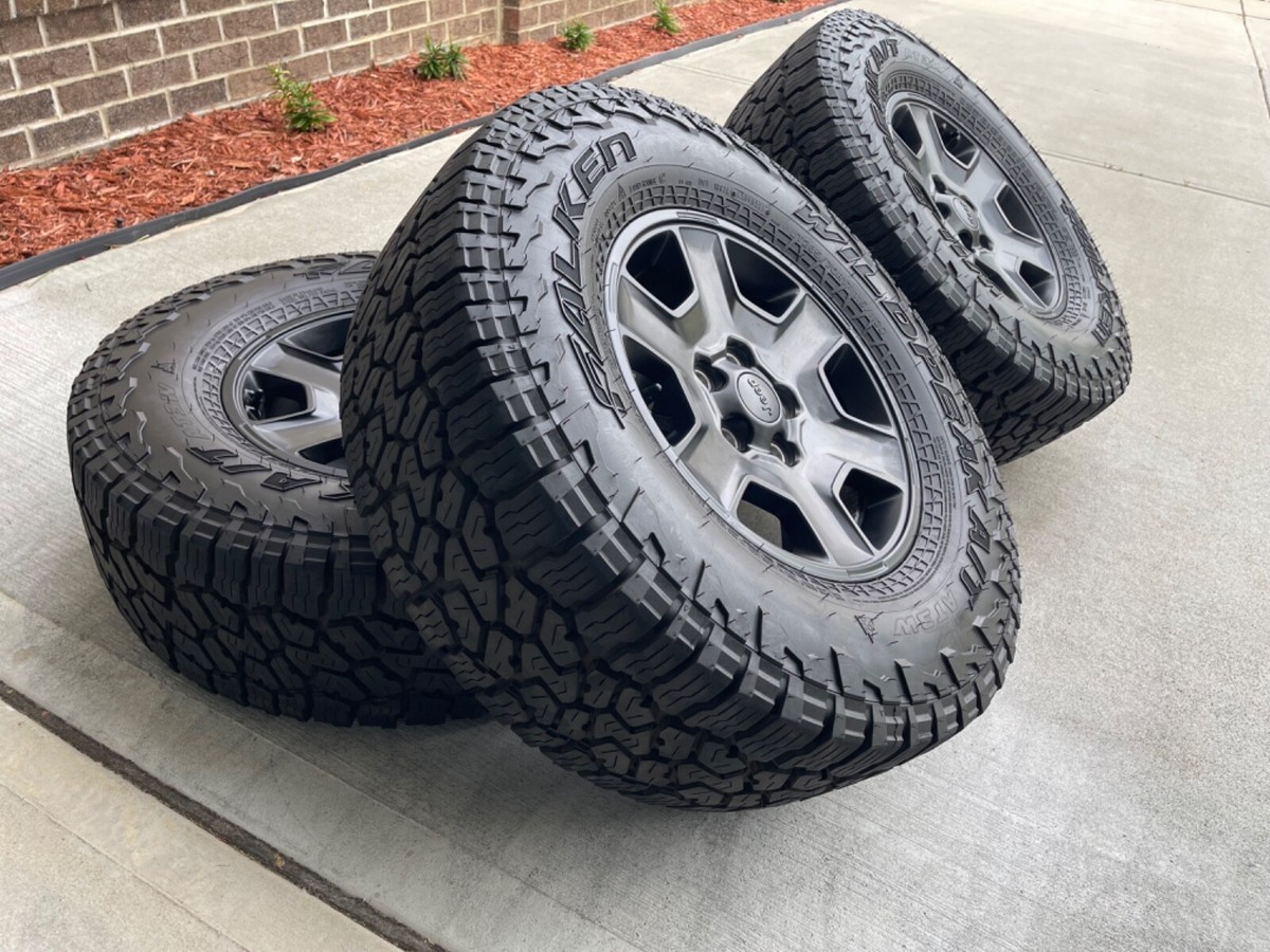 JEEP OEM Black Wheels and Falken Wildpeak Tires 285/70/17 A/T
