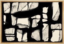 Wall26 Monochrome Geometric Framed Wall Art Abstract Black Canvas Print