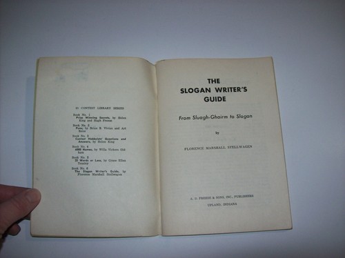THE SLOGAN WRITERS GUIDE, by Florence Marshall Stellwagen, 1961, rare book, x - Bild 3 von 11