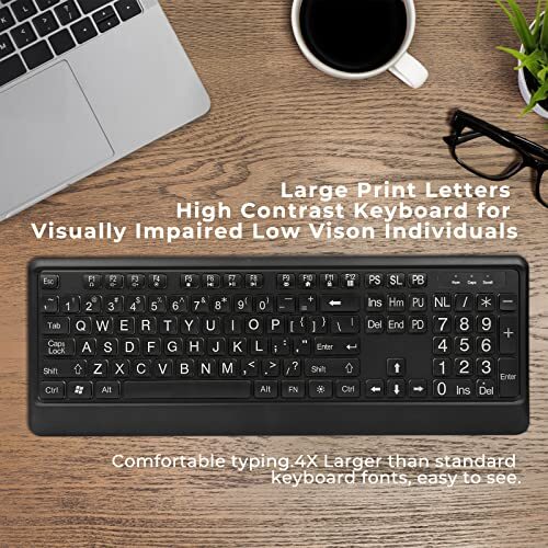 Teclado retroiluminado USB silencioso teclado de computadora con cable de impresión grande teclado tamaño completo... - Imagen 2 de 7