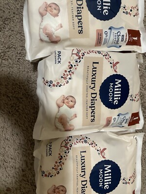 6 Millie moon luxury diapers size 1 (2 diapers per pack) total 12 diapers