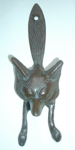 Vintage Fox Head/Legs/Tail Door Knocker made of Bronze, or maybe Brass