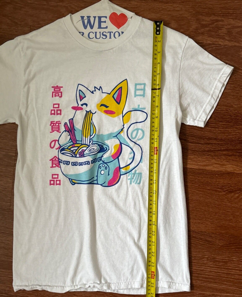 ねこ Gildan Ramen Cat Japanese Kawaii Neko Anime Noodle White TShirt
