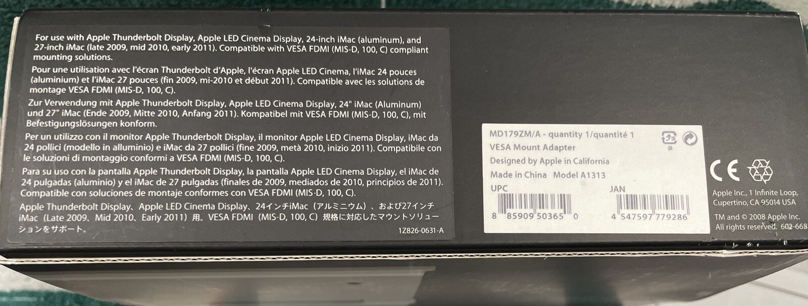 Apple VESA Mount Adapter MD179ZM/A Cinema display Model A1313 PLUS