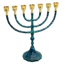 Bougeoir ancien laiton cuivre XL 12" vintage Menorah 7 branches