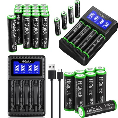 1.2V NiMH Rechargeable AA AAA Batteries 2800mAh/1100mAh Battery /Charger lot