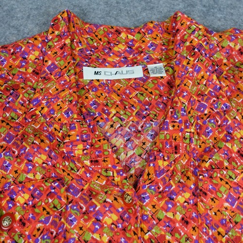 VINTAGE Ms Chaus Dress Womens 16 Orange Prairie Floral Long Cottagecore 80s VTG - Picture 3 of 15