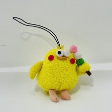 Docomo Poinko Yellow Chicken Bird Plush Strap Cord Hanger Meatball Funny Japan