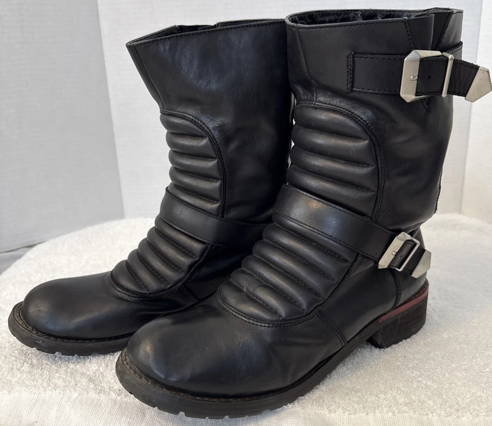 Kelsi Dagger Brooklyn Women’s Tune Up Black Leather Moto Biker Boots Size 9.5 M - Image 3 of 4
