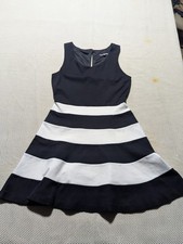 Express Women’s Black & White Striped Sleeveless Fit and Flare Dress Size Small