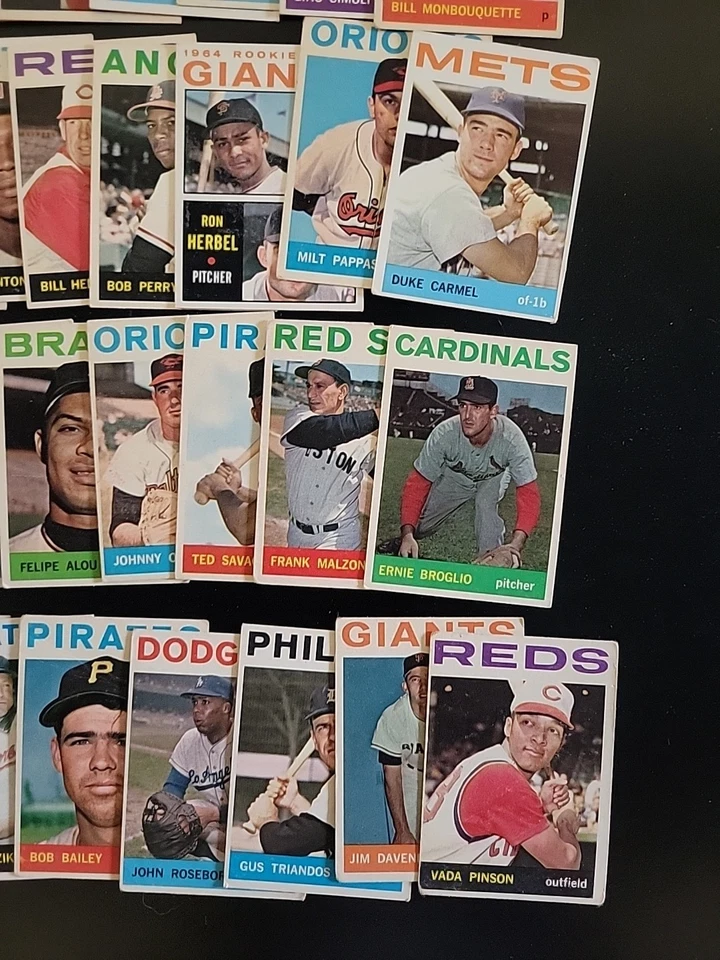 Tarjetas de béisbol 1964 Topps - Lote de 50 tarjetas - con Woody Held y John Boozer Foto 4 de 4