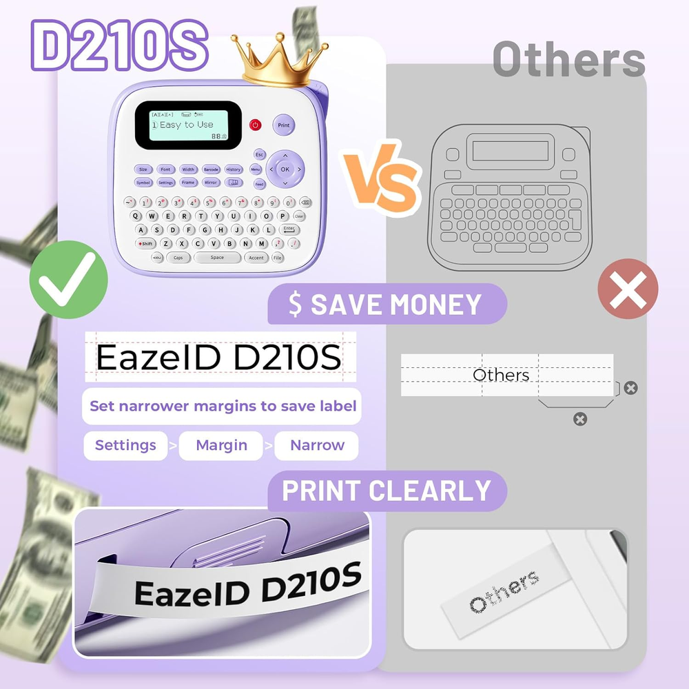 Label Maker Machine With-Tape Waterproof, Purple Desktop Label Maker for Teacher Label Maker Machine With-Tape Waterproof, Purple Desktop Label Maker for Teacher