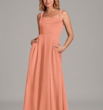 Azazie Shaude Sunset (peach) A12 Bridesmaid Formal Floor Length Chiffon Dress