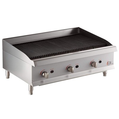 36'' Gas Countertop Lava Briquette Charbroiler - 120,000 BTU