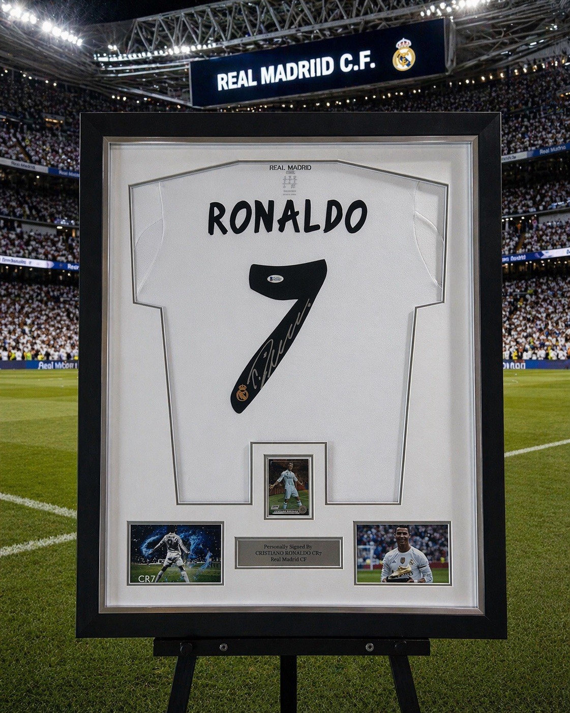Cristiano Ronaldo Signed Real Madrid Shirt Beckett Coa Framed