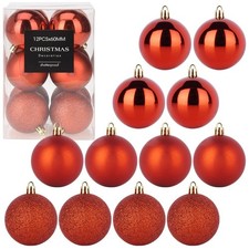 Christmas baubles, Christmas tree decorations, fir tree balls, red, 6 cm,...