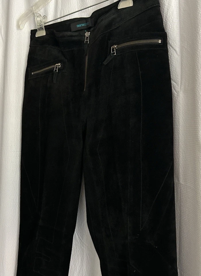 Pantalones de gamuza negros Siena Studio con detalles de cremallera, talla 4 Foto 3 de 4