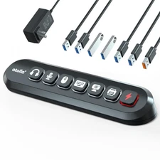 Powered USB Hub 7-Port USB 3.0 with Charging Port, Swappable Switch, 12V Adapter