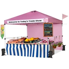10'x10' Commercial Pop-up Canopy Tent Sidewall Folding Market Patio Pink
