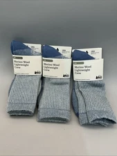 3 Pair REI Hike Merino Wool Lightweight Crew Socks Unisex 9-12 Men 10-12.5 Women