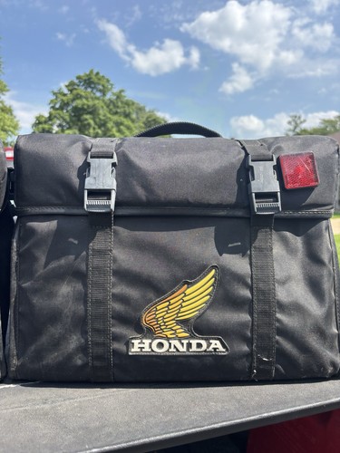 2- OEM Honda Vintage Canvas Saddlebags With Silver OEM Saddlebag Covers - Picture 6 of 19